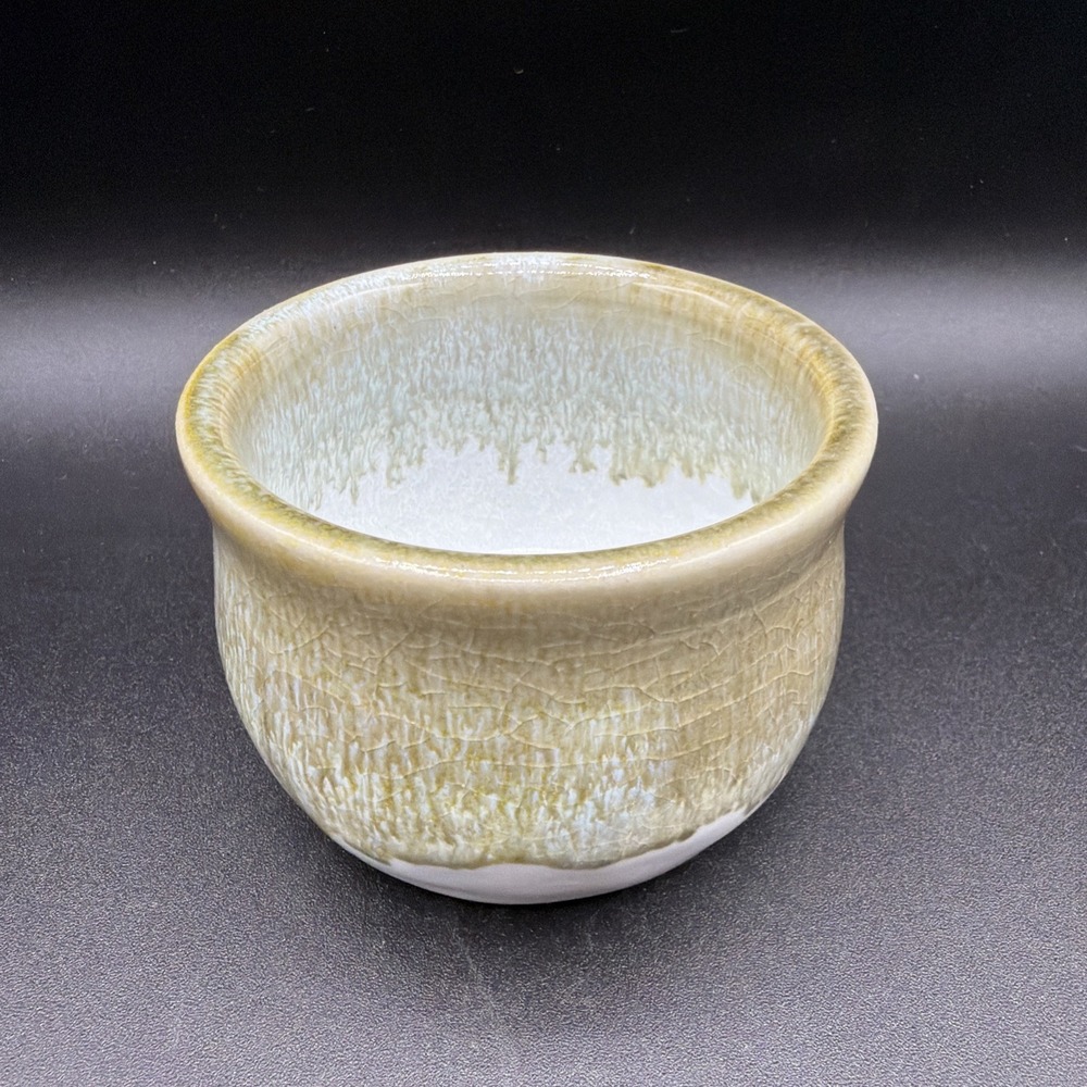 VTG Studio Art Pottery Bowl Blue Green Drip Glaze Stoneware Handmade Signed